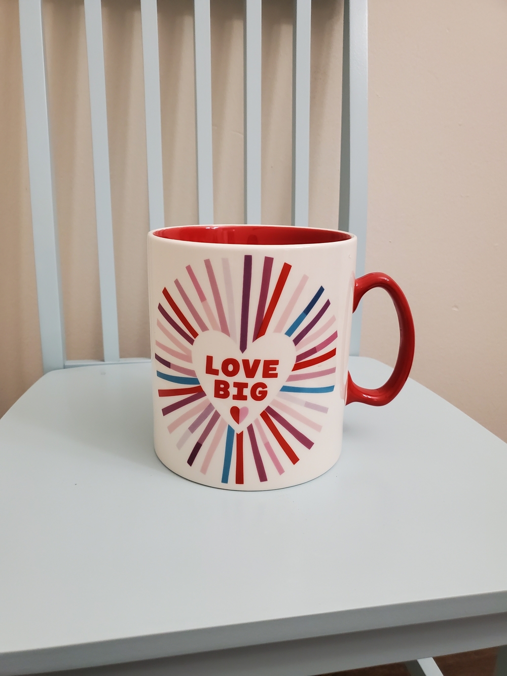 Hallmark Extra LARGE White Ceramic Mug with Red Interior & Handle